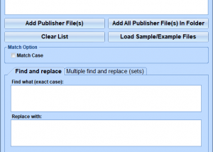 MS Publisher Find and Replace In Multiple Files Software screenshot