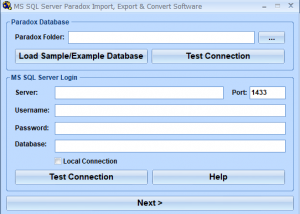 MS SQL Server Paradox Import, Export & Convert Software screenshot