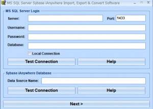 software - MS SQL Server Sybase iAnywhere Import, Export & Convert Software 7.0 screenshot