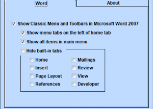 software - MS Word 2007 Ribbon To Old Classic Menu Toolbar Interface Software 7.0 screenshot