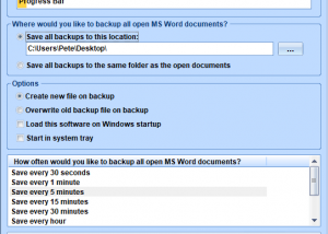 MS Word Backup File Auto Save Software screenshot