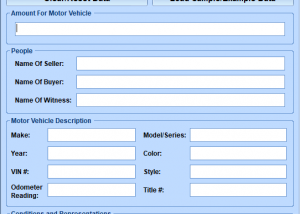 MS Word Bill Of Sale For Car Template Software screenshot