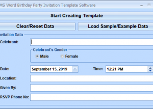 MS Word Birthday Party Invitation Template Software screenshot