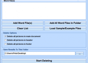 MS Word Delete All Pictures In Word Files Software screenshot