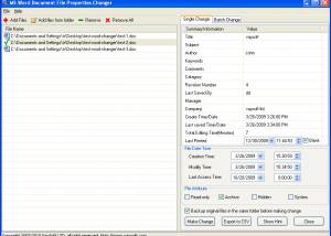 software - MS Word Document File Properties Changer 3.16 screenshot