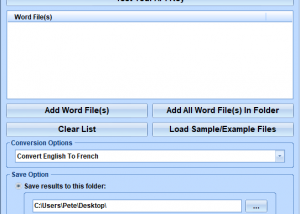 MS Word English To French and French To English Software screenshot