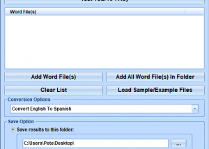 MS Word English To Spanish and Spanish To English Software screenshot