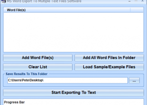 MS Word Export To Multiple Text Files Software screenshot