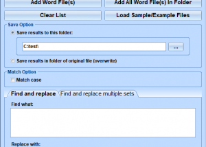 MS Word Find and Replace In Multiple Documents Software screenshot