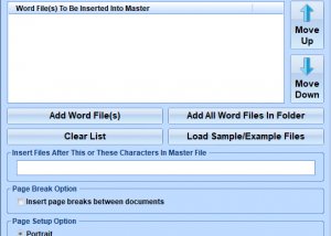 software - MS Word Insert Multiple Word Files Into Master Document Software 7.0 screenshot