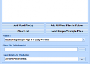 MS Word Insert Single Document Into Multiple Word Documents Software screenshot
