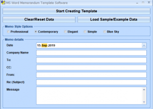 MS Word Memorandum Template Software screenshot