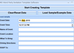 MS Word Party Invitation Template Software screenshot