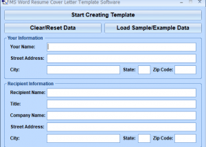 MS Word Resume Cover Letter Template Software screenshot