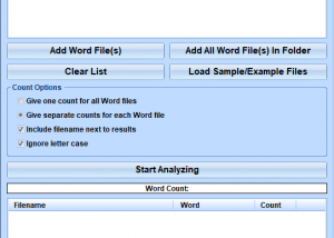 MS Word Word Count & Frequency Statistics Software screenshot