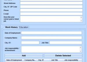 MS Word Work History and Education Resume Software screenshot