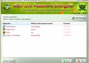 MSN Live Password Decryptor screenshot