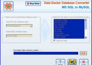 software - MSSQL to MySQL Conversion Program 2.0.1.5 screenshot