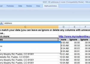 software - MyRouteOnline Excel Add-in Route Planner 1.1 screenshot