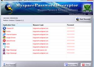 software - Myspace Password Decryptor 5.0 screenshot