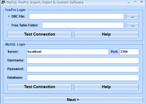 MySQL FoxPro Import, Export & Convert Software screenshot