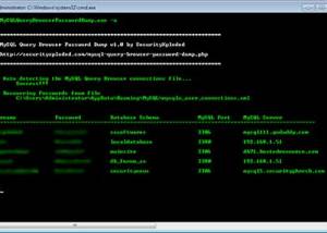 MySQL Query Browser Password Dump screenshot