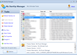 software - Mz StartUp Manager 3.1.0 screenshot