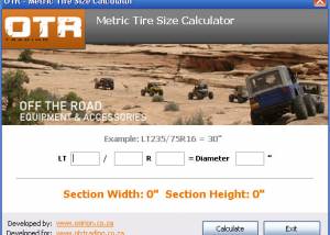 software - Off The Road Metric Tire Size Calculator 1 screenshot