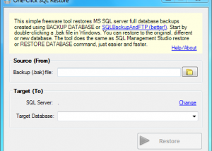 software - One-Click SQL Restore 2.1 screenshot