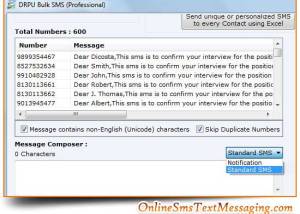 Online SMS screenshot