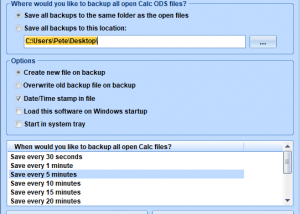 OpenOffice Calc ODS Backup File Auto Save Software screenshot