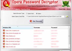 software - Opera Password Decryptor 6.0 screenshot