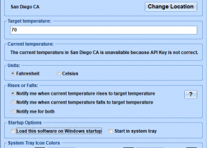 Outdoor Temperature Alarm Software screenshot