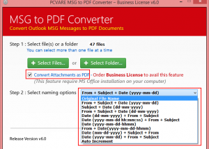 software - Outlook Convert Message to PDF 6.0 screenshot