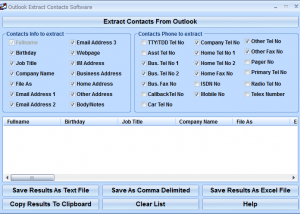 Outlook Extract Contacts Software screenshot