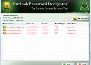 software - Outlook Password Decryptor 14.0 screenshot