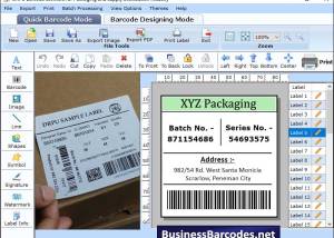 Packaging Bar codes screenshot