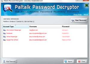 Paltalk Password Decryptor screenshot