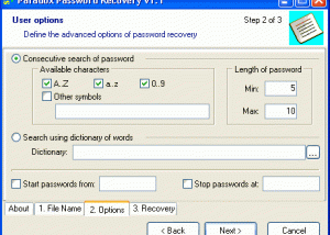 Paradox Password Recovery screenshot