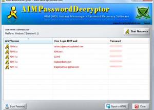 software - Password Decryptor for AIM Messenger 5.0 screenshot