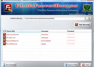 Password Decryptor for Filezilla screenshot