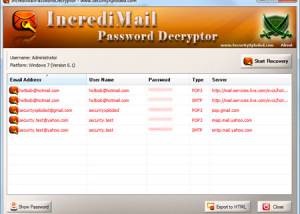 software - Password Decryptor for IncrediMail 4.0 screenshot