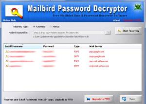 software - Password Decryptor for Mailbird 3.0 screenshot