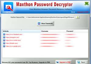 software - Password Decryptor for Maxthon 1.0 screenshot