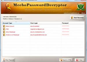 Password Decryptor for Meebo screenshot