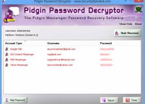 software - Password Decryptor for Pidgin 4.0 screenshot