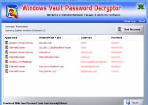 software - Password Decryptor of Windows Vault 5.0 screenshot