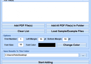 PDF Add Page Numbers Software screenshot