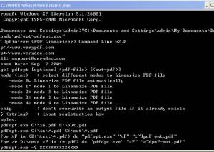 software - PDF Linearization Optimizer Command Line 2.01 screenshot