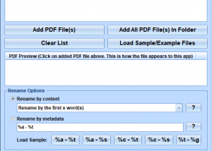 PDF Rename Multiple Files Based On Content Software screenshot